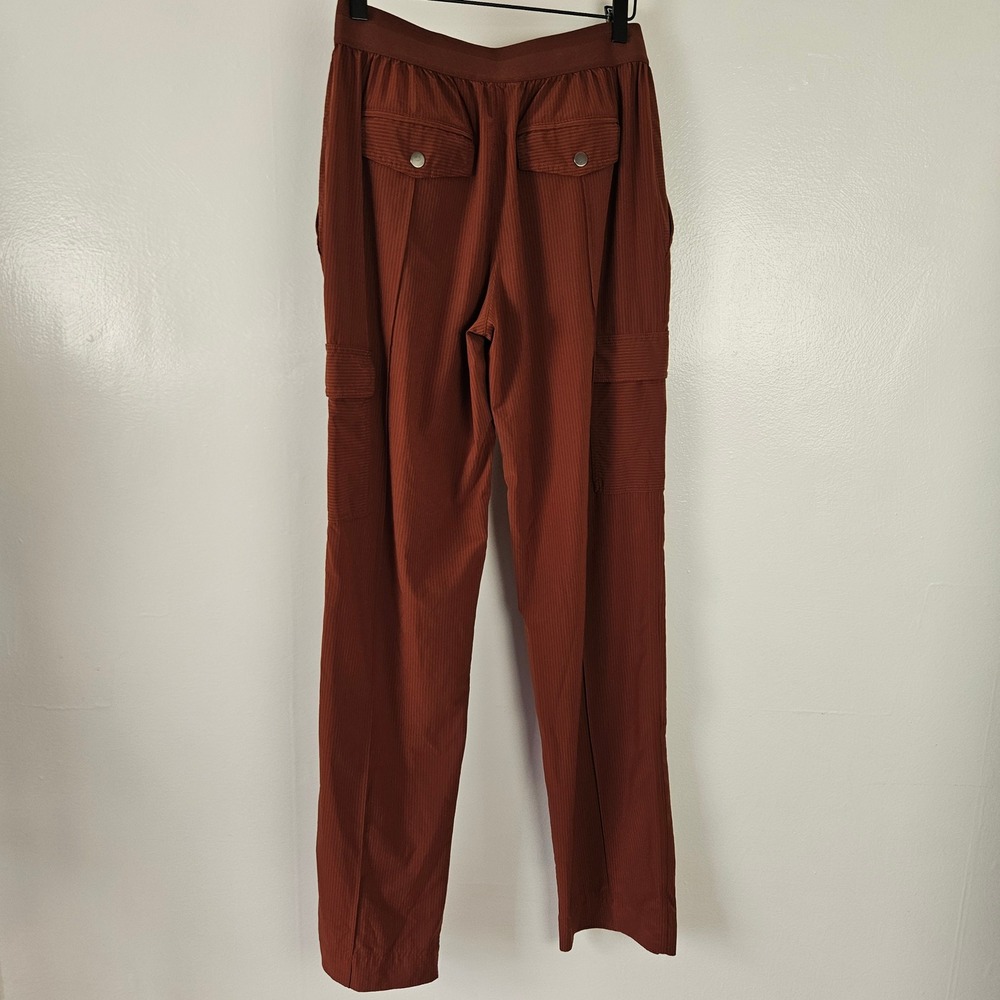 Athleta Vienna Cargo Pant Sz 6T Tall Rust Brown Stripe Tech Pull On - Picture 8 of 10